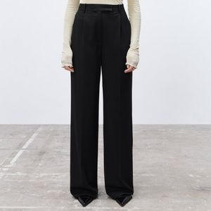 NWT Zara Wide Leg Menswear Pants Black